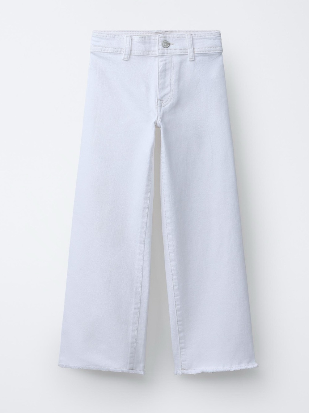Zara The Marine Straight White Cropped Wide Leg Jeans Size 6